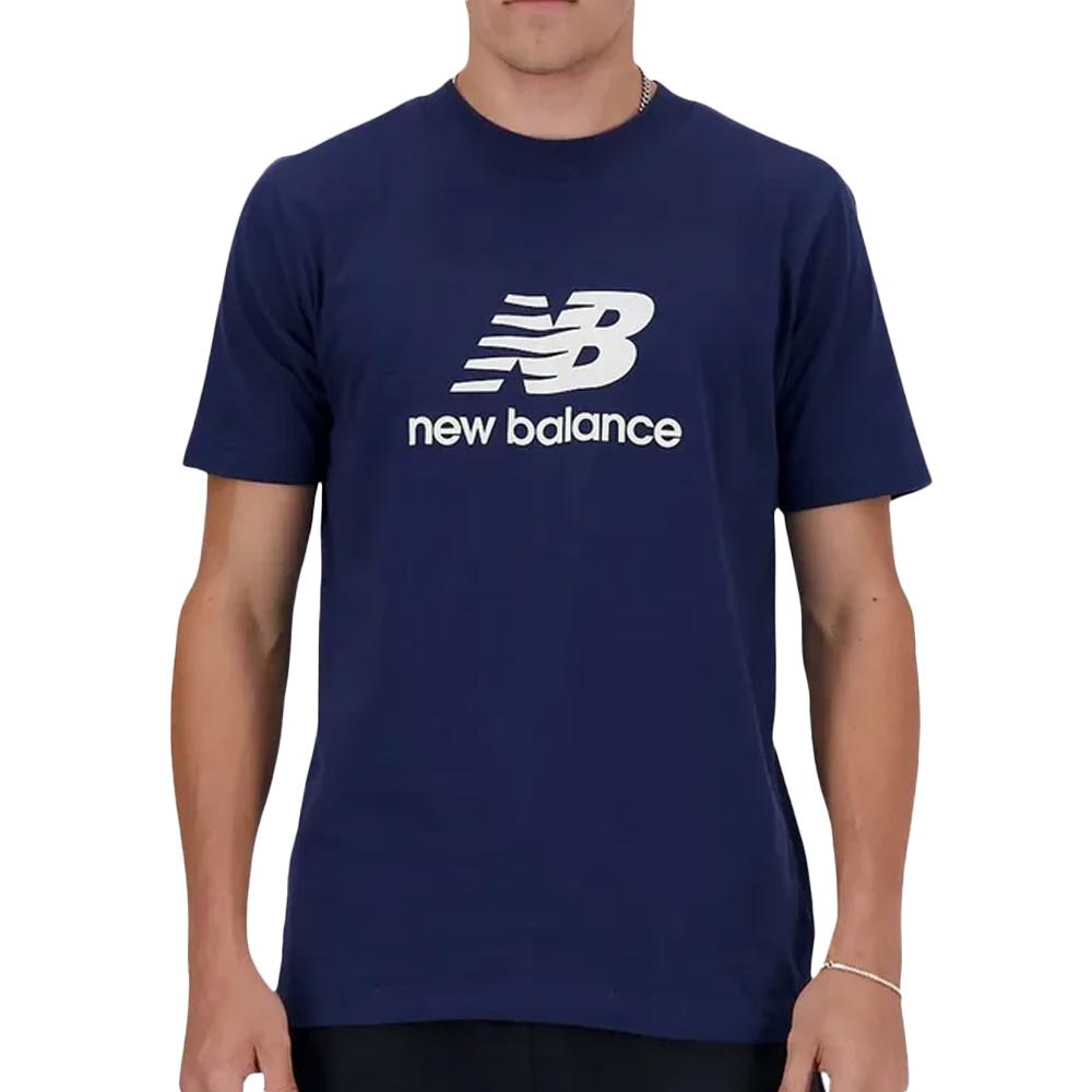 Herren Marine T-Shirt New Balance Stacked Logo günstig