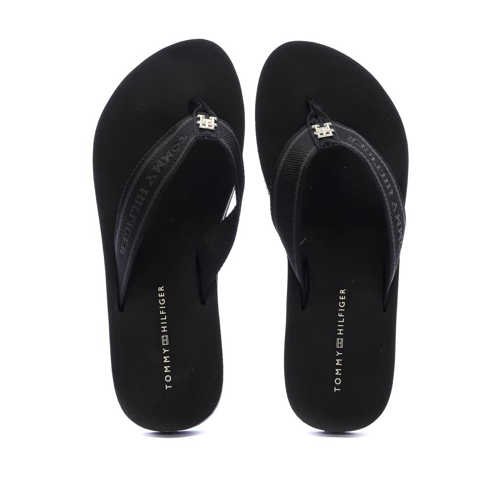 Schwarze Flip-Flops Herren Tommy Hilfiger Webbing Ansicht 3