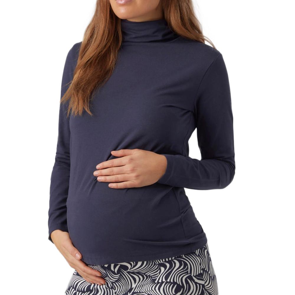 Camiseta de manga larga Mamalicious Rollneck para mujer, azul marino barato