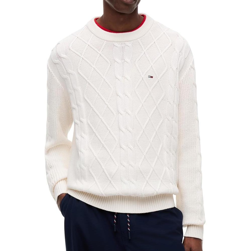 Pull Blanc Homme Tommy Hilfiger Cable Knit pas cher