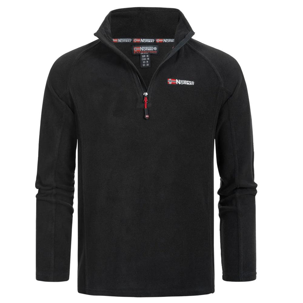 Geographical Norway Chaqueta polar negra con cremallera 1/4 para hombre 233 ver 2