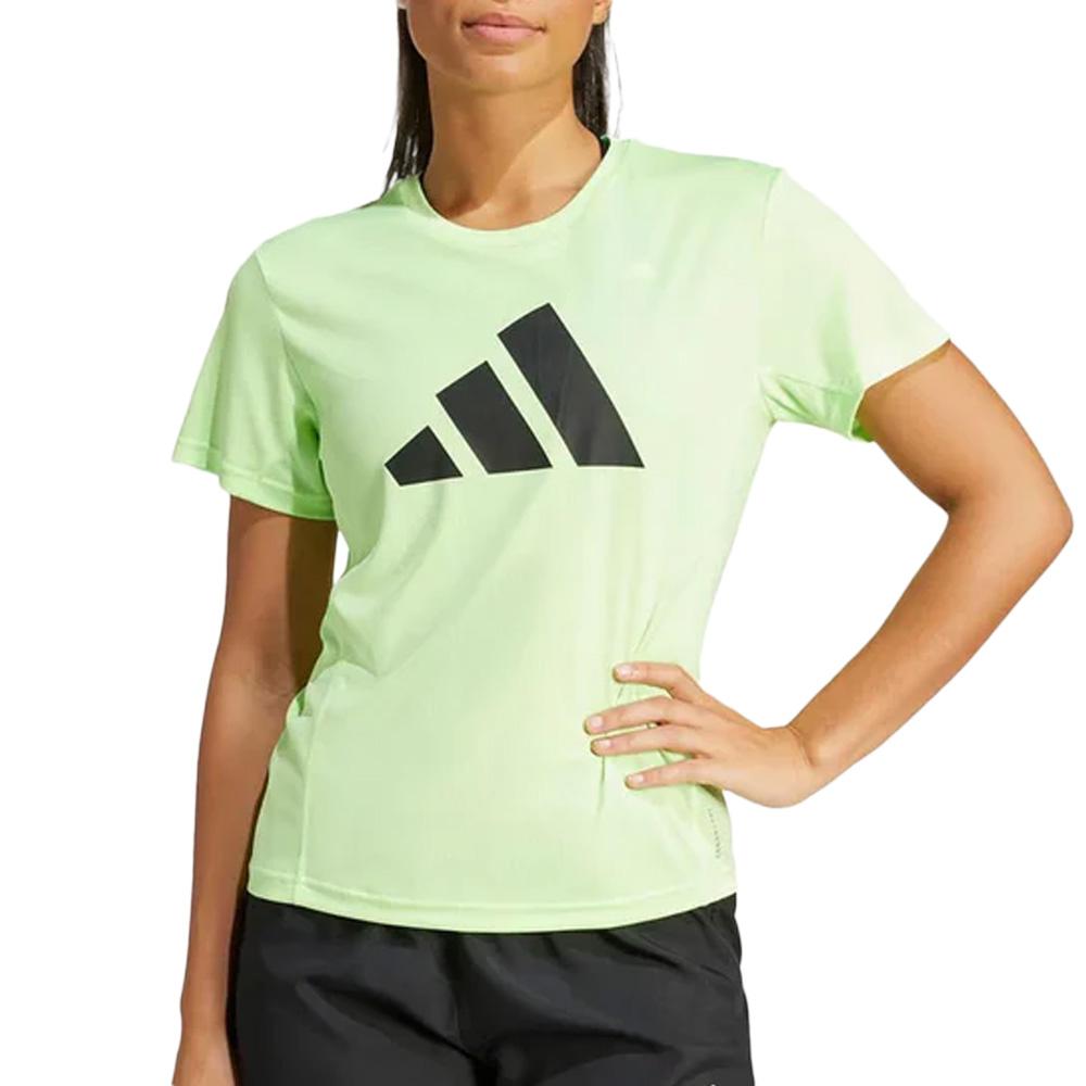 Camiseta amarilla Adidas Run It de mujer barato