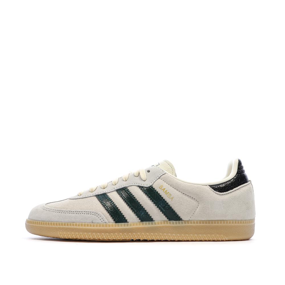 Baskets Écru/Vert Homme Adidas Samba pas cher
