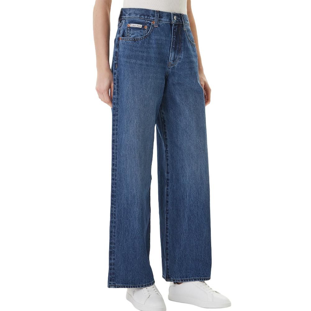 Jean Loose Bleu Femme Calvin Klein The Wide Indigo pas cher