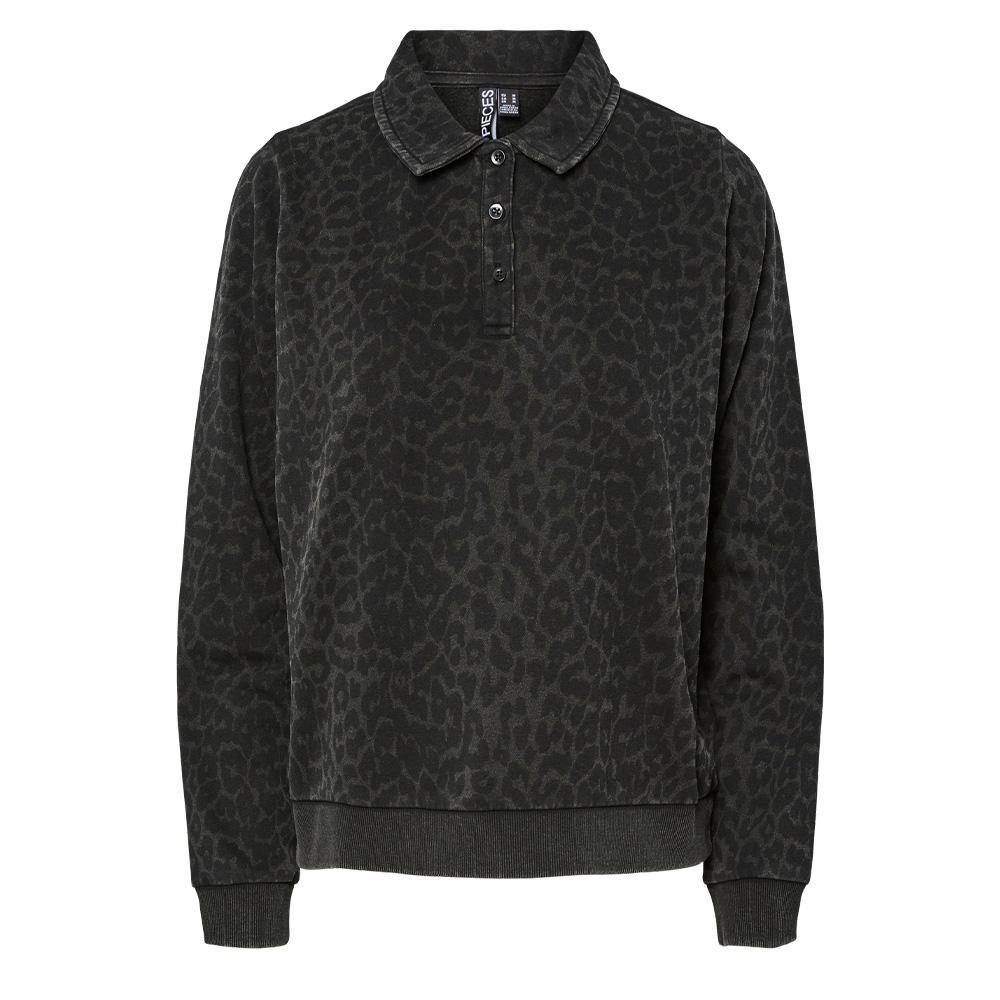 Sudadera polo de manga larga con estampado de leopardo para mujer de Pieces Jackie barato