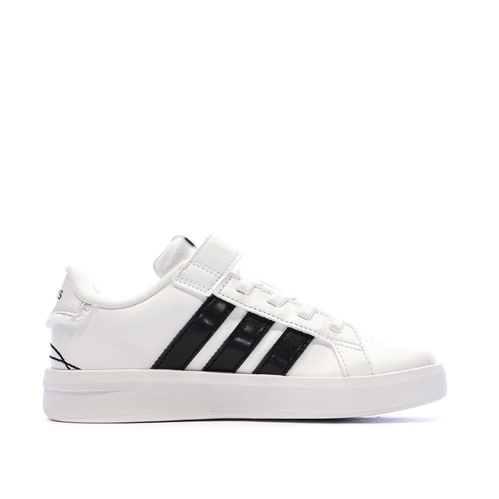 Weiß/Schwarze Kinder-Sneaker von Adidas, Grand Court Ansicht 2