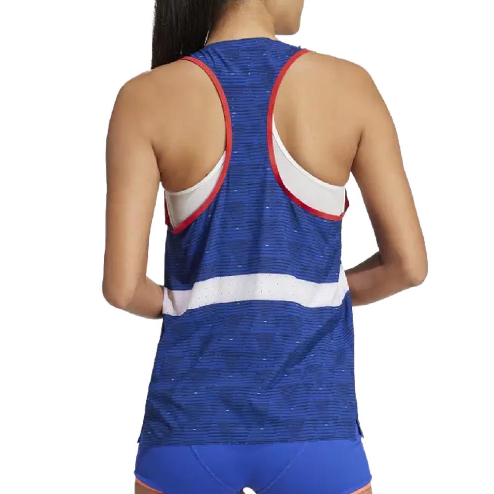 Francia Camiseta sin mangas de atletismo azul para mujer Adidas Team F Tank ver 2