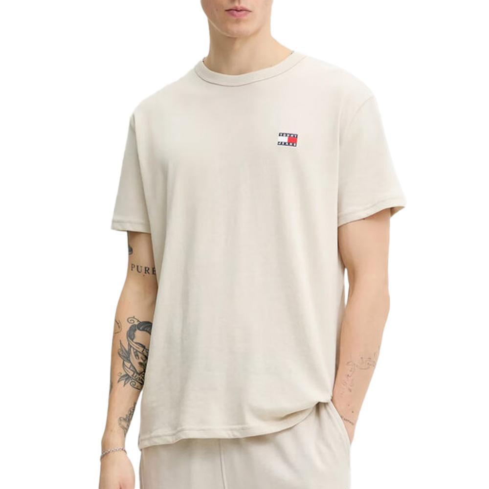 Beiges Herren-T-Shirt von Tommy Jeans Reg Badge DM0DM20322 günstig