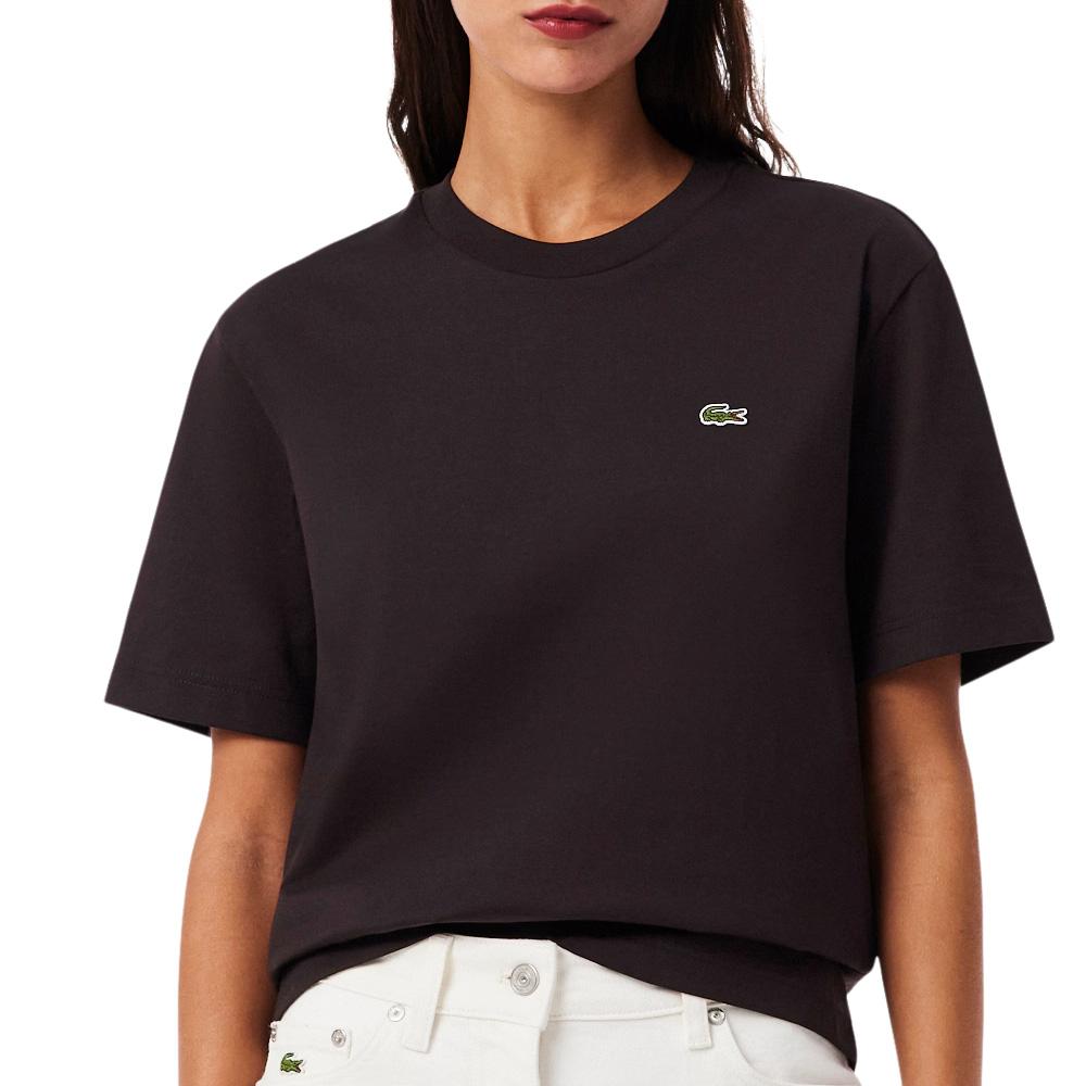 Dunkelbraunes Damen-T-Shirt von Lacoste TF7215 günstig