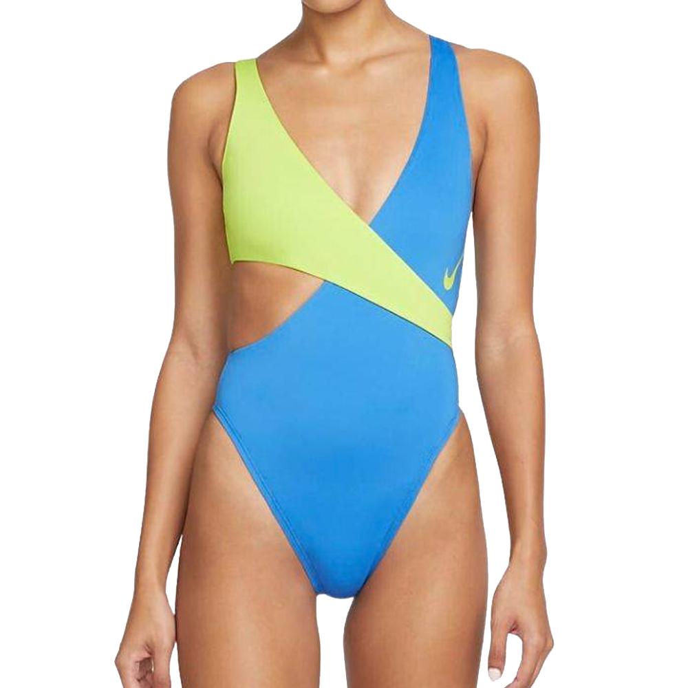 Women's Nike Crossover 1-piece Swimsuit Blue/Green affordable