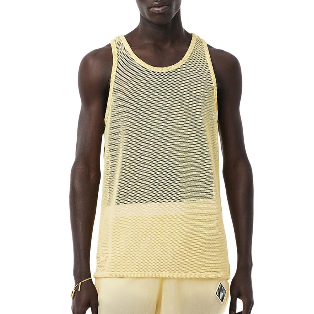 Camiseta de tirantes de malla amarilla Lacoste para hombre Runway Mesh barato