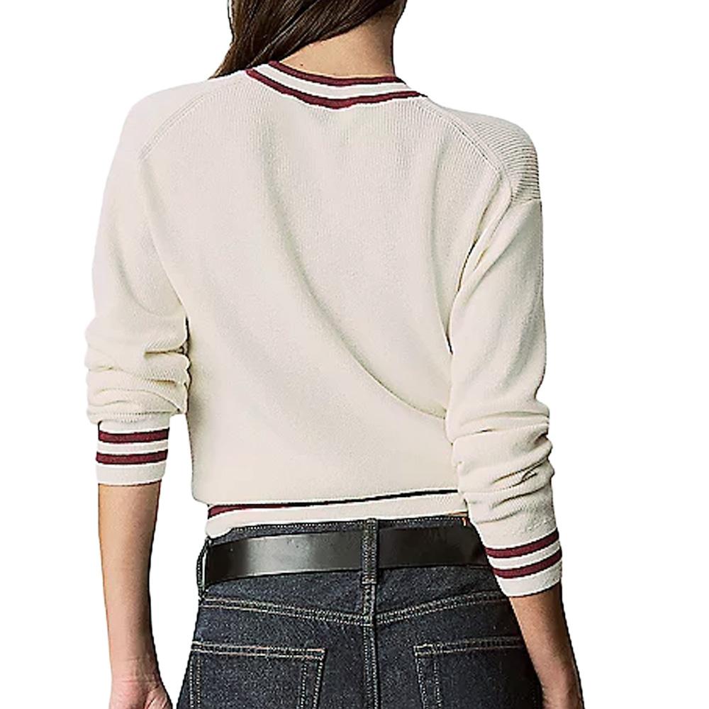 Pull Beige/Rouge Femme Calvin Klein Jeans Woven Label vue 3