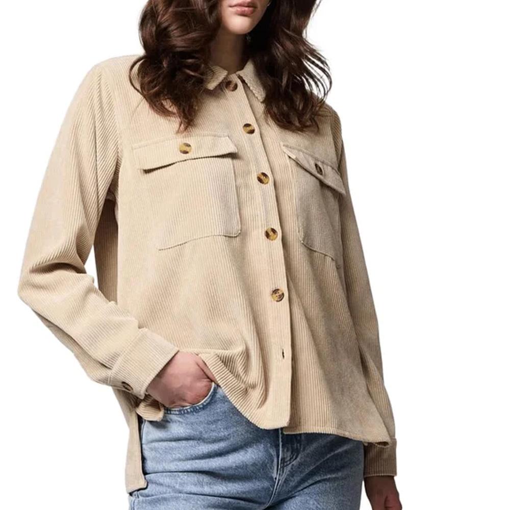 Pieces Beige Women’s Corduroy Overshirt affordable