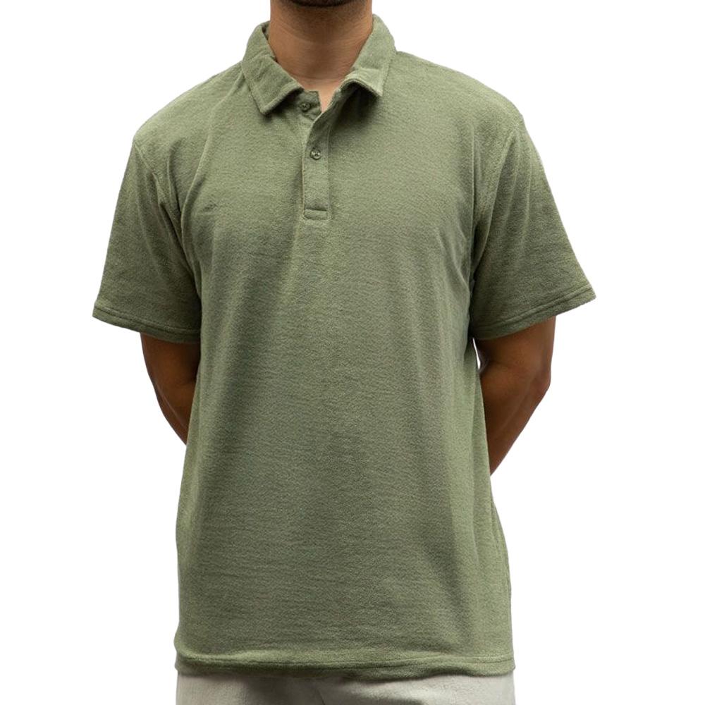 Men’s Khaki Paname Brothers Terry Cloth Polo Shirt affordable
