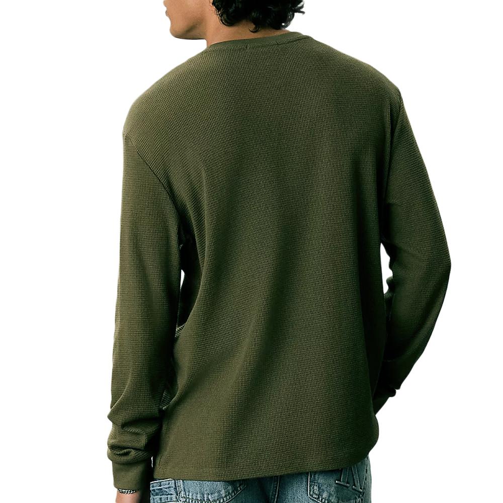 Grünes Herren-Sweatshirt von Calvin Klein Jeans mit Waffelmuster und Aufnähern Ansicht 2