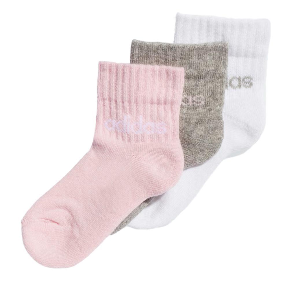 X3 Pares de Calcetines Adidas Niños Niñas Blanco/Rosa/Gris barato