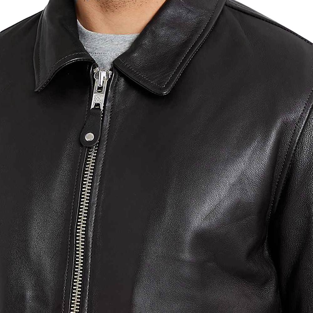 Lederjacke Schwarz Männlich Schott Mens Leather Pilot Ansicht 3