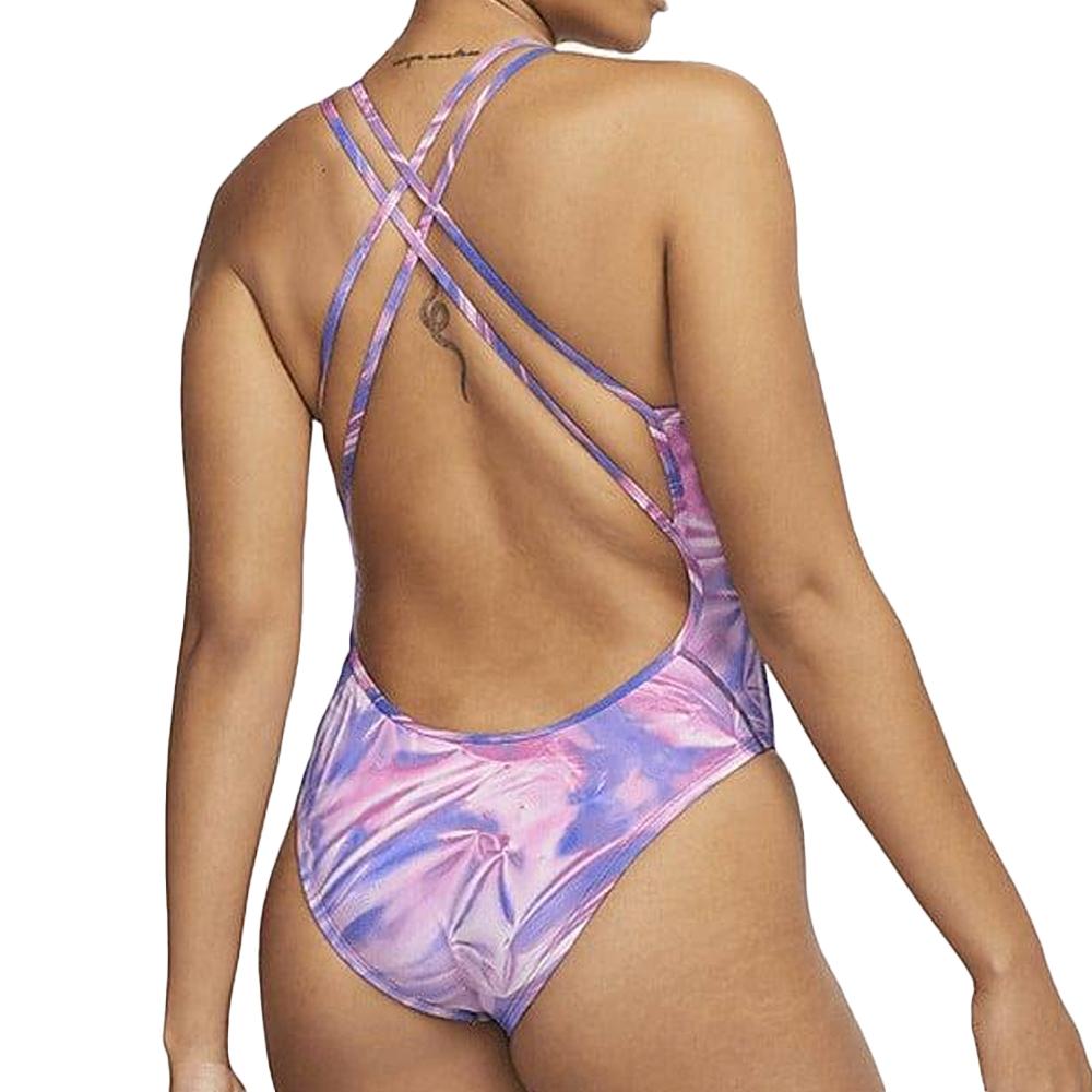 Damen Nike Spiderback Einteiliger Badeanzug Violett Ansicht 2