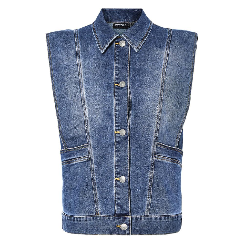 Chaqueta vaquera azul para mujer Pieces Femma ver 3