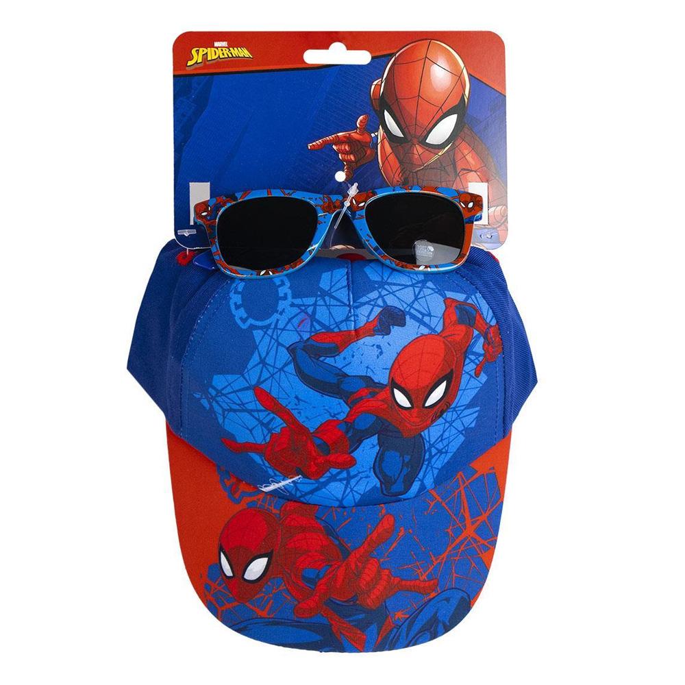 Kinder Sport Zone Spiderman Kappe + Sonnenbrille Set Blau/Rot günstig