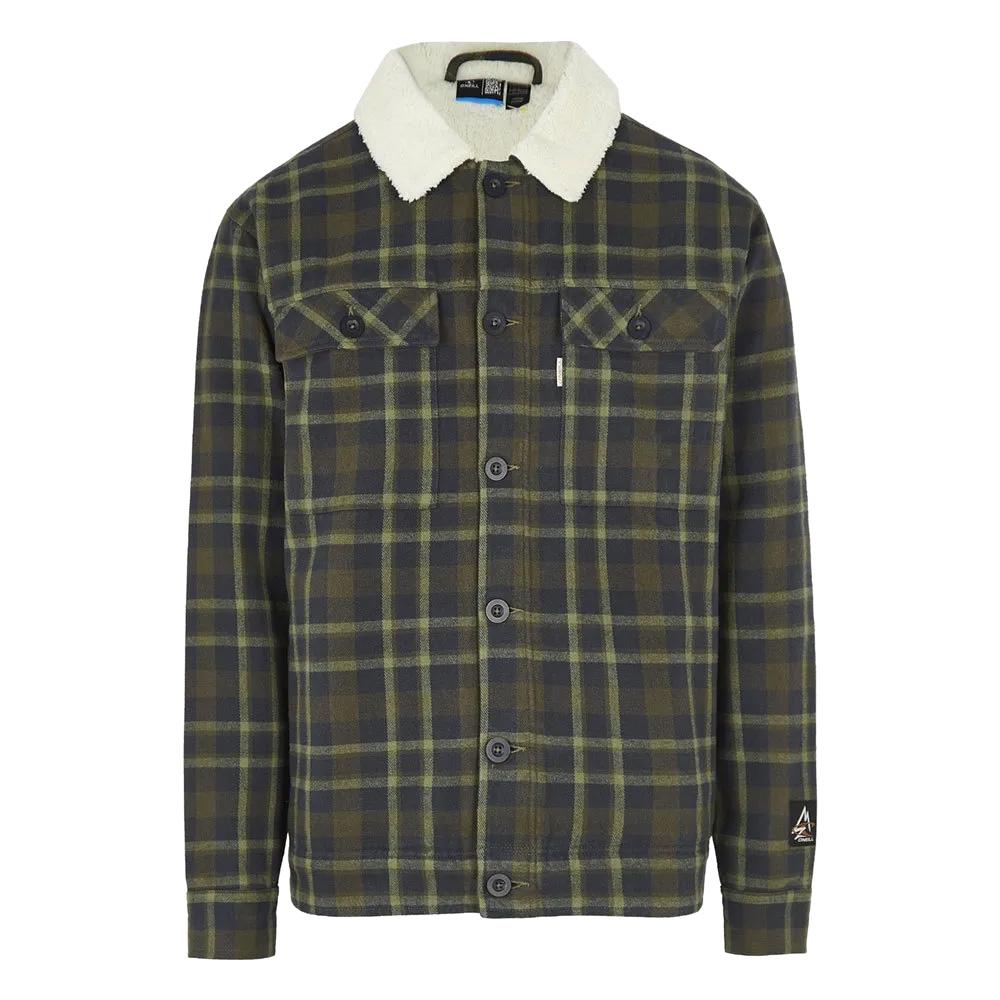 Veste à carreaux kaki Homme O'Neill Fleece Lined pas cher