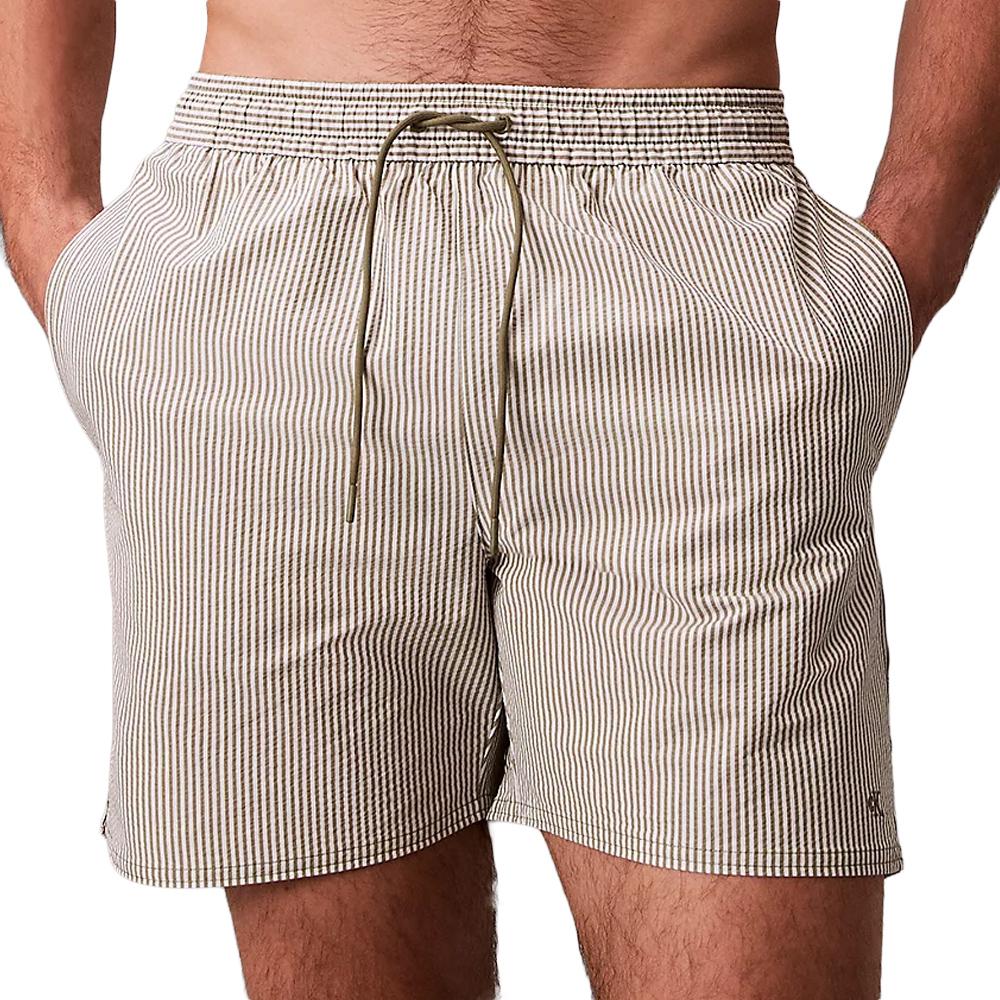 Calvin Klein Herren-Badeshorts in Khaki mit Kordelzug günstig