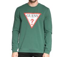Green Men's Guess Triangle Logo Sweat Top
