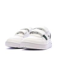 Weiße/khakifarbene Lacoste Court Sneakers für Jungen Ansicht 6