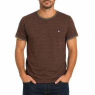 Camiseta marrón de hombre RMS26 a rayas barato