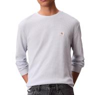 Weißes Herren-Sweatshirt von Calvin Klein Jeans mit Waffel-Aufnähern