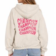 Sweat Beige/Rose Fille Champion Hoodie vue 2