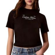 Schwarzes Damen-T-Shirt von Calvin Klein Jeans Classic Script günstig