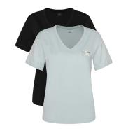 Lot de 2 T-shirts Noir/Bleu Femme Calvin Klein Jeans Monologo pas cher