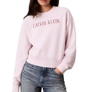 Rosa Damen-Sweatshirt Calvin Klein Jeans, langärmelig, kurz geschnitten günstig