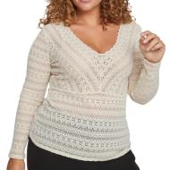 T-Shirt Manches Longues Femme Beige Vila Evoked Chikka pas cher