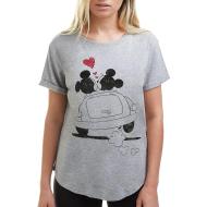 Graues Damen-T-Shirt Disney Mickey & Minnie Hearts