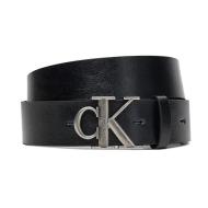 Ceinture Noir/Argent Homme Calvin Klein Jeans Ck Buckle Tumbled 35 pas cher