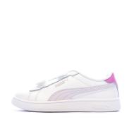 Baskets Blanc/Rose Fille Puma Smash 3.0 pas cher