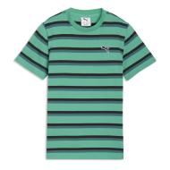 Puma Ess Elevated Striped Boys’ Green/Grey T-shirt