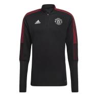 Manchester United Men's Black 1/4 Zip Sweat Adidas 21/22