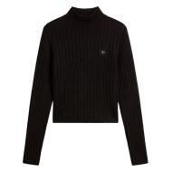 Mattschwarzer Damenpullover von Calvin Klein Jeans mit gewebtem Etikett Ansicht 2