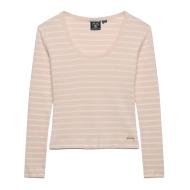 T-shirt Manches Longues Rose à Rayures Femme Superdry Striped vue 2
