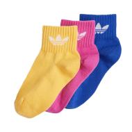 X3 Pairs of Yellow/Pink/Blue Adidas Kids Ankle Socks affordable