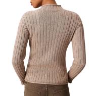 Dunkelbeiger Damenpullover von Calvin Klein Jeans mit gewebtem Etikett Ansicht 2