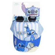 Kinder Sport Zone Stitch Kappe + Sonnenbrille Set Blau gestreift