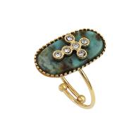Clio Blue HOLLY Women's Gold/Green Ring affordable