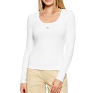 T-Shirt Manches Longues Blanc Femme Calvin Klein Jeans Woven