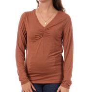 Camiseta de mujer a rayas marrones Pieces Tamara