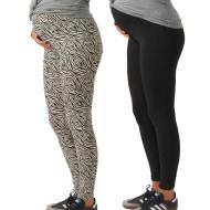 X2 Women's Beige/Black Pregnancy Leggings Mamalicious Lemma affordable