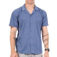 Chemise Manches Courtes Bleu Homme Paname Brothers DOV pas cher